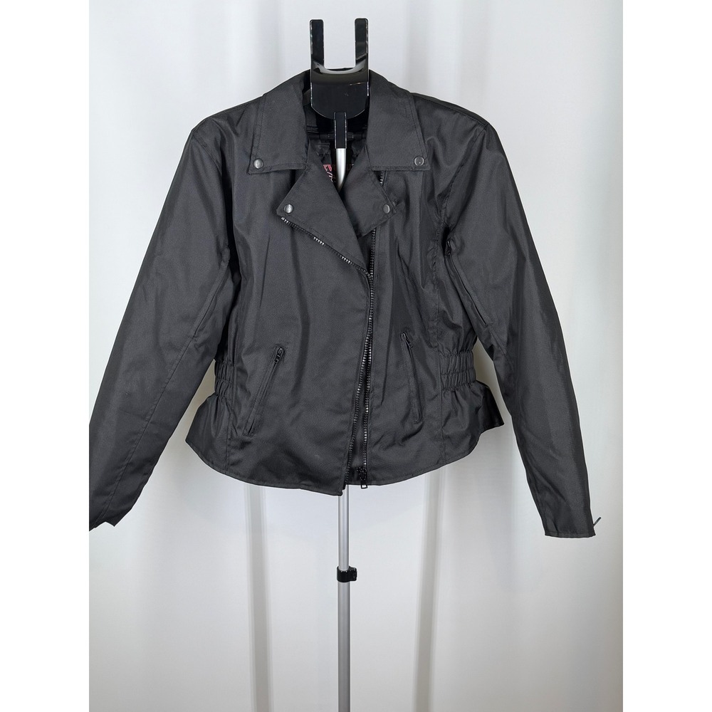 Revolution Gear Womens Black Textile Motorcycle Jacket XL Biker Zip Vent Studded